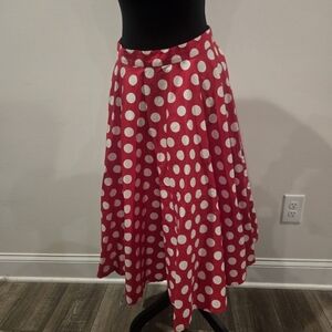 Hell Bunny Vixen Red & White Polka Dot Mariam Circle Skirt